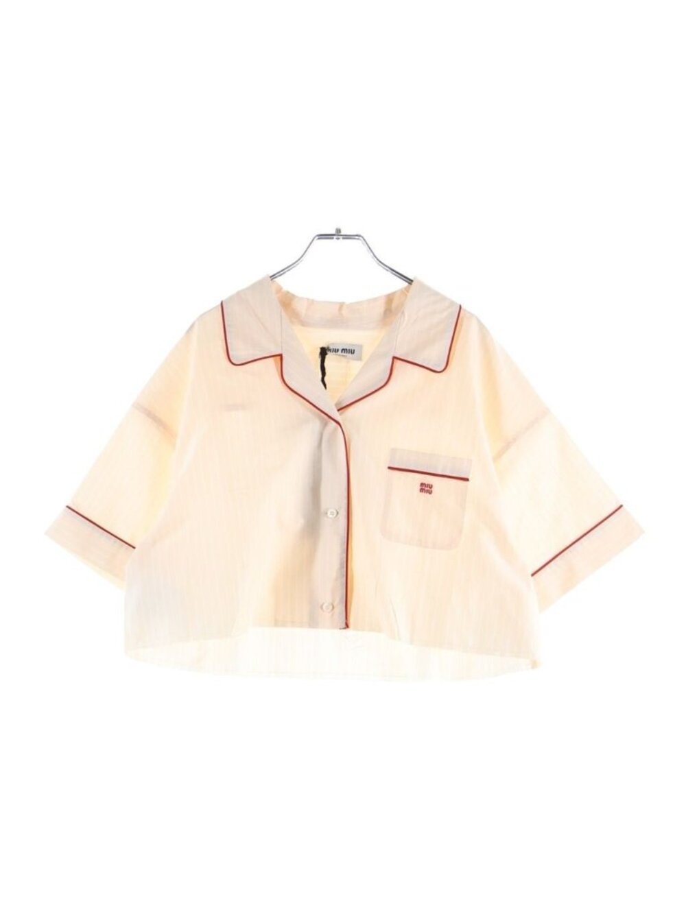Miu Miu Cropped Pajama Shirt Pink